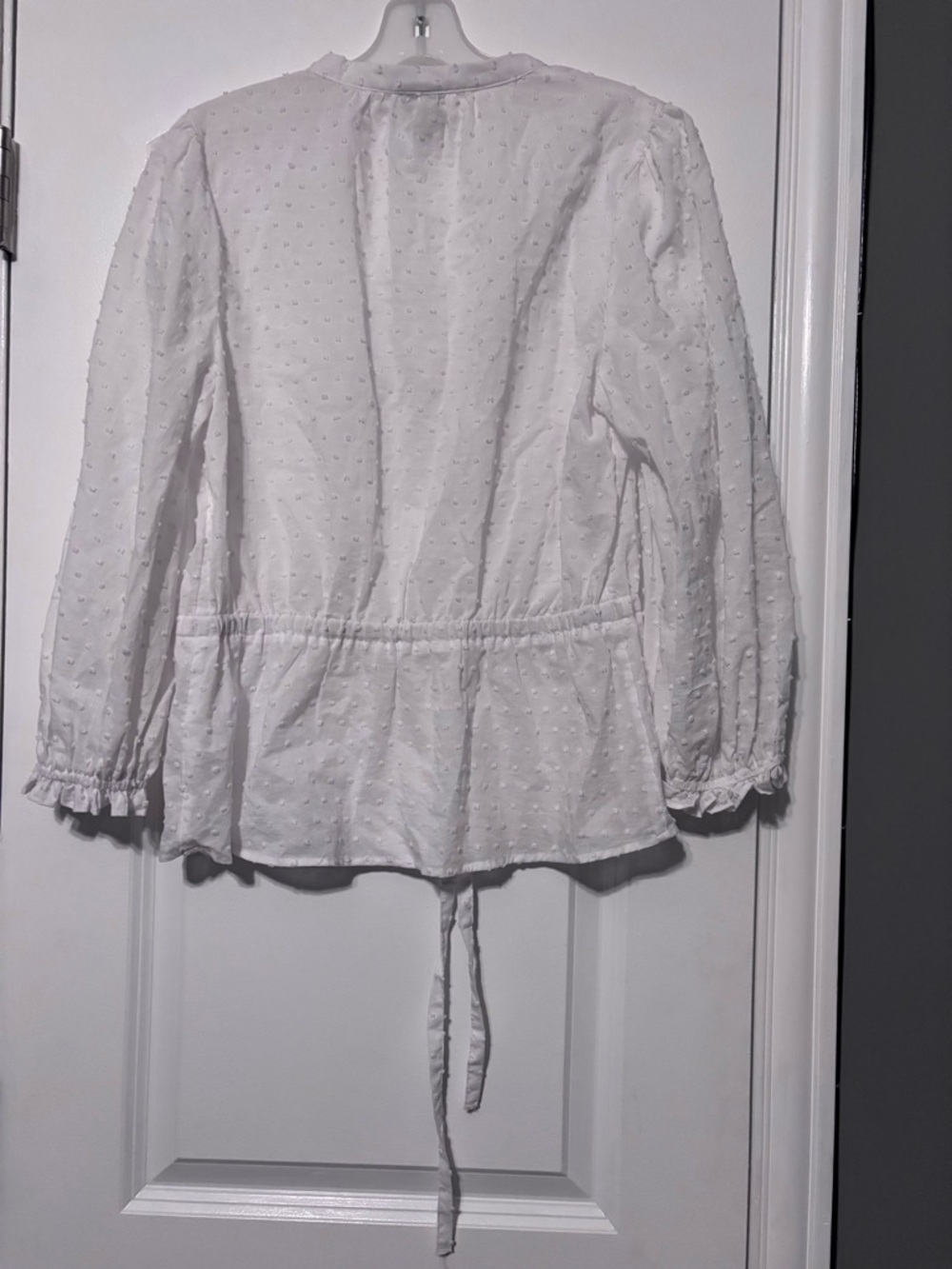 100% cotton a new day White Swiss-Dot Tie-Front Tunic Blouse size small - Picture 6 of 7